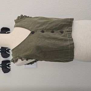 Madewell Olive Green Ruffle Sleeve Top